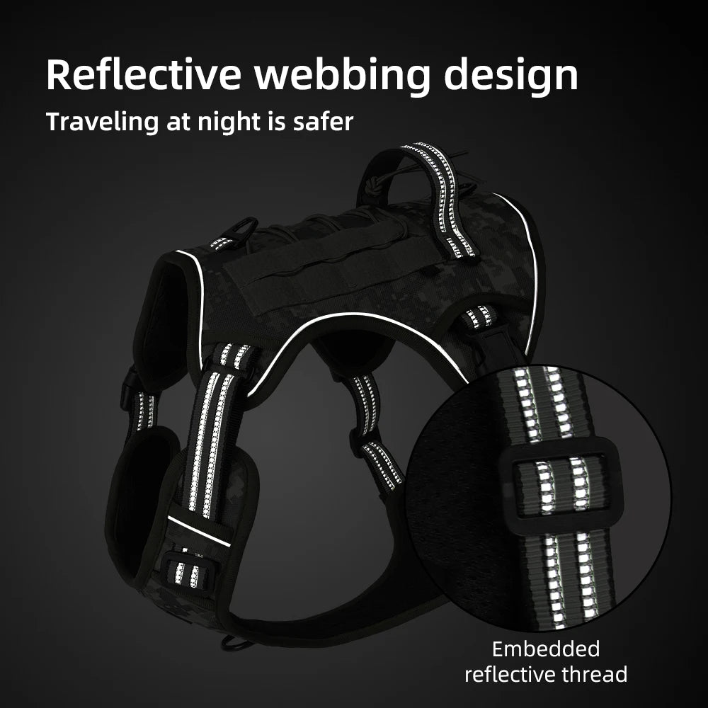 Tactical Dog Harness - Reflective Waterproof Vest for Medium to Large Dogs