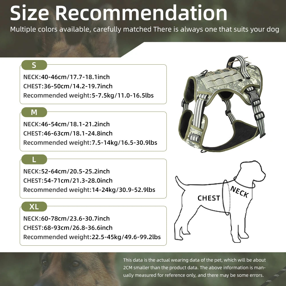 Tactical Dog Harness - Reflective Waterproof Vest for Medium to Large Dogs