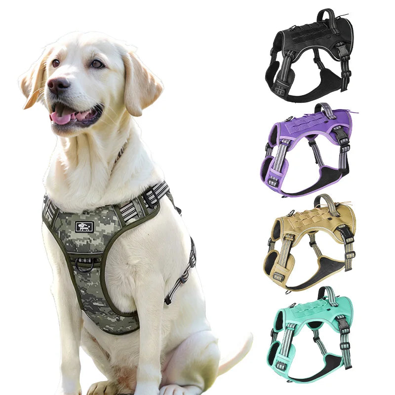 Tactical Dog Harness - Reflective Waterproof Vest for Medium to Large Dogs