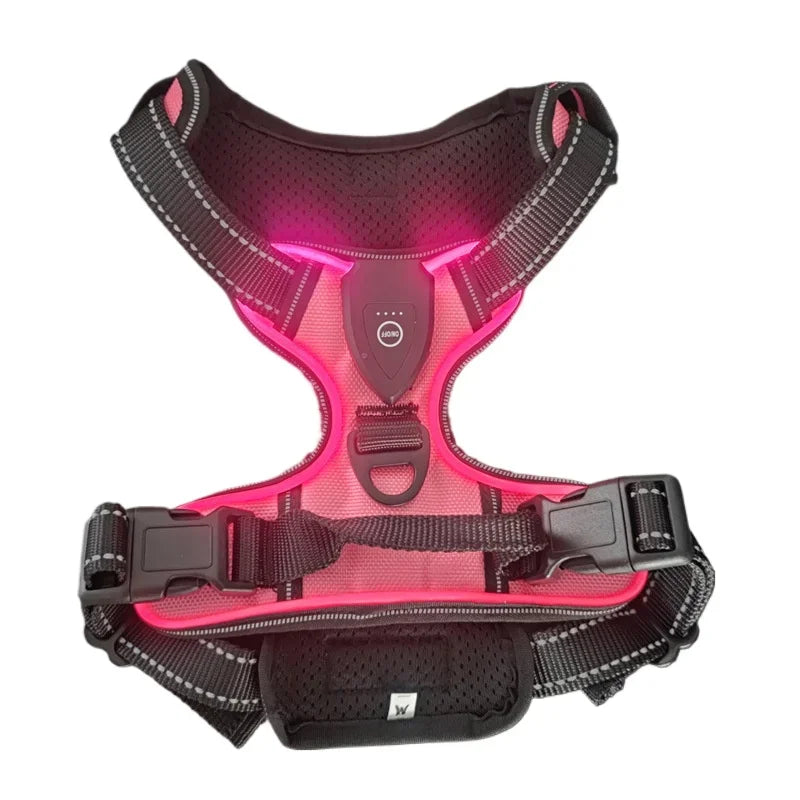 LED Rechargeable Dog Harness - Glowing Safety Vest for Night Walking